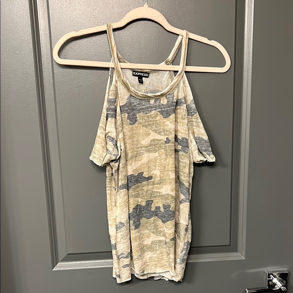 Express Women's Camo Cold Shoulder Top